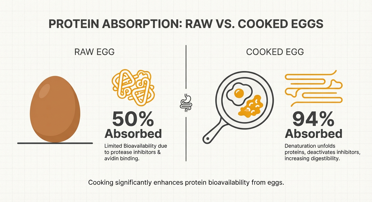 Raw egg vs cooked egg protein absorption