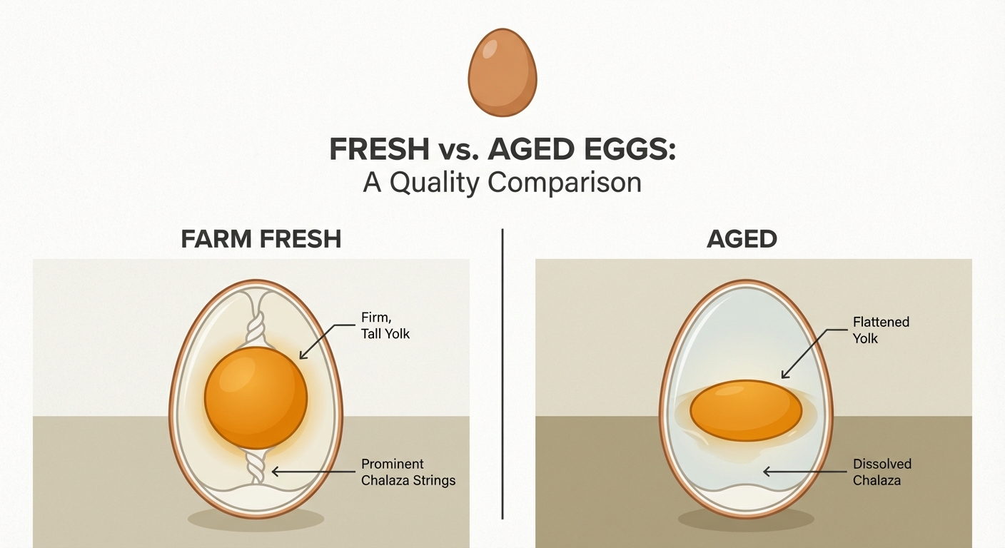 Freshly cracked farm egg on a skillet