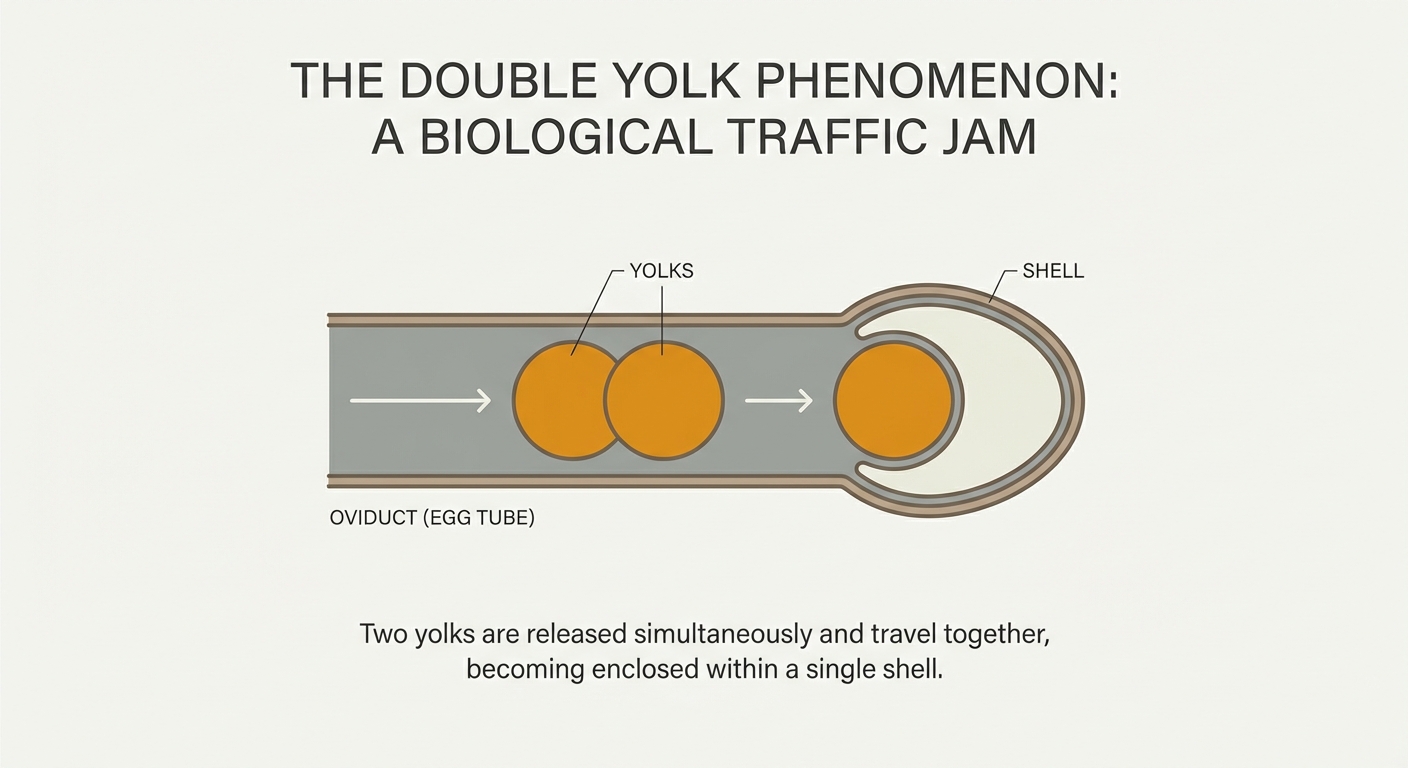 Close up of a double yolk egg in a pan