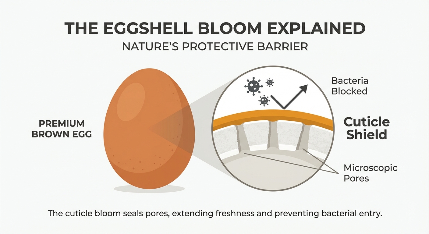 Close up illustration of eggshell pores and the bloom