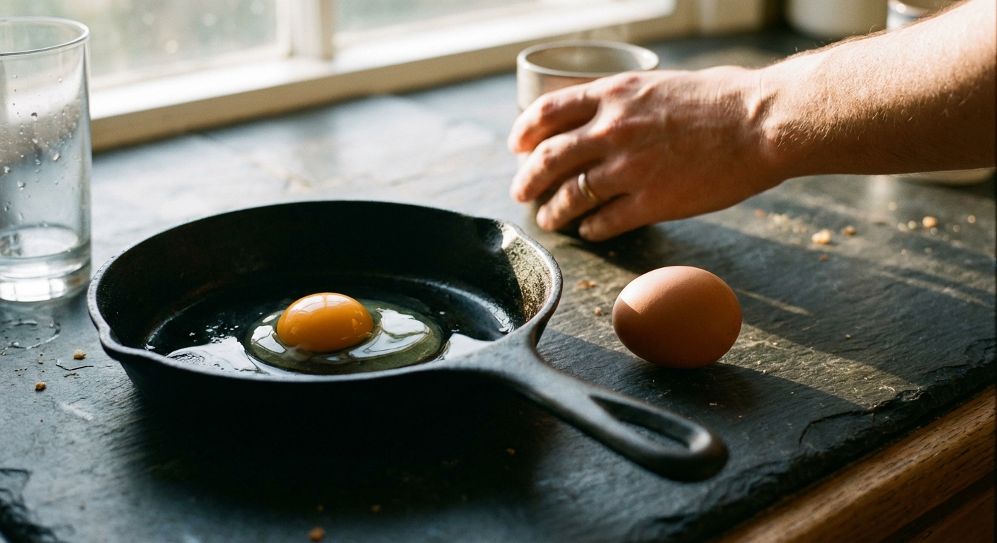 A perfectly fried EGGHEY egg showing a vibrant golden yolk